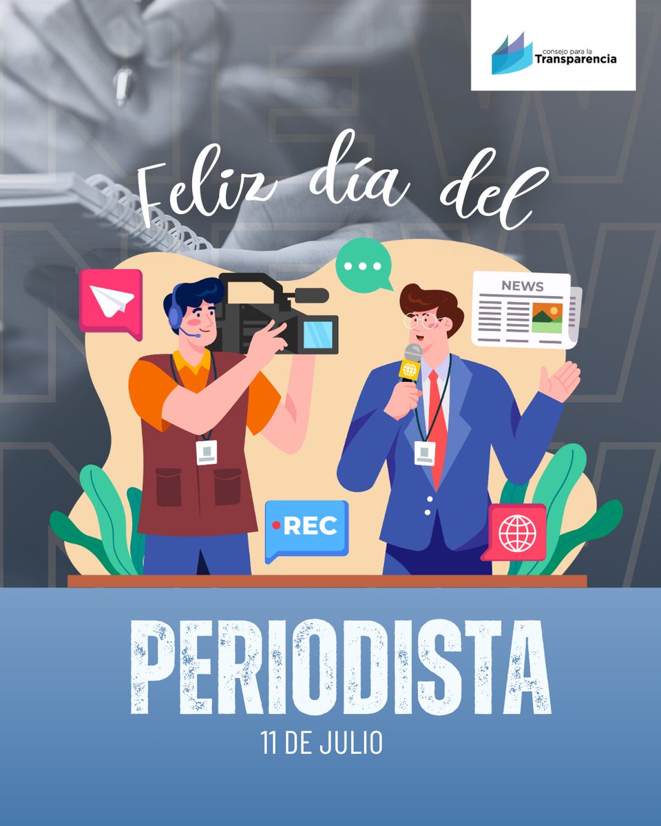 Consejo para la Transparencia 🇨🇱 (@ctransparencia) on Twitter photo 📰 Hoy 11 de julio, desde el <a href="/ctransparencia/">Consejo para la Transparencia 🇨🇱</a> saludamos a todos los periodistas y en especial a quienes gracias a su labor informan, investigan y fortalecen el acceso a la información pública.
¡Gracias por contribuir a una sociedad más transparente! 💬 📰 Hoy 11 de julio, desde el <a href="/ctransparencia/">Consejo para la Transparencia 🇨🇱</a> saludamos a todos los periodistas y en especial a quienes gracias a su labor informan, investigan y fortalecen el acceso a la información pública.
¡Gracias por contribuir a una sociedad más transparente! 💬