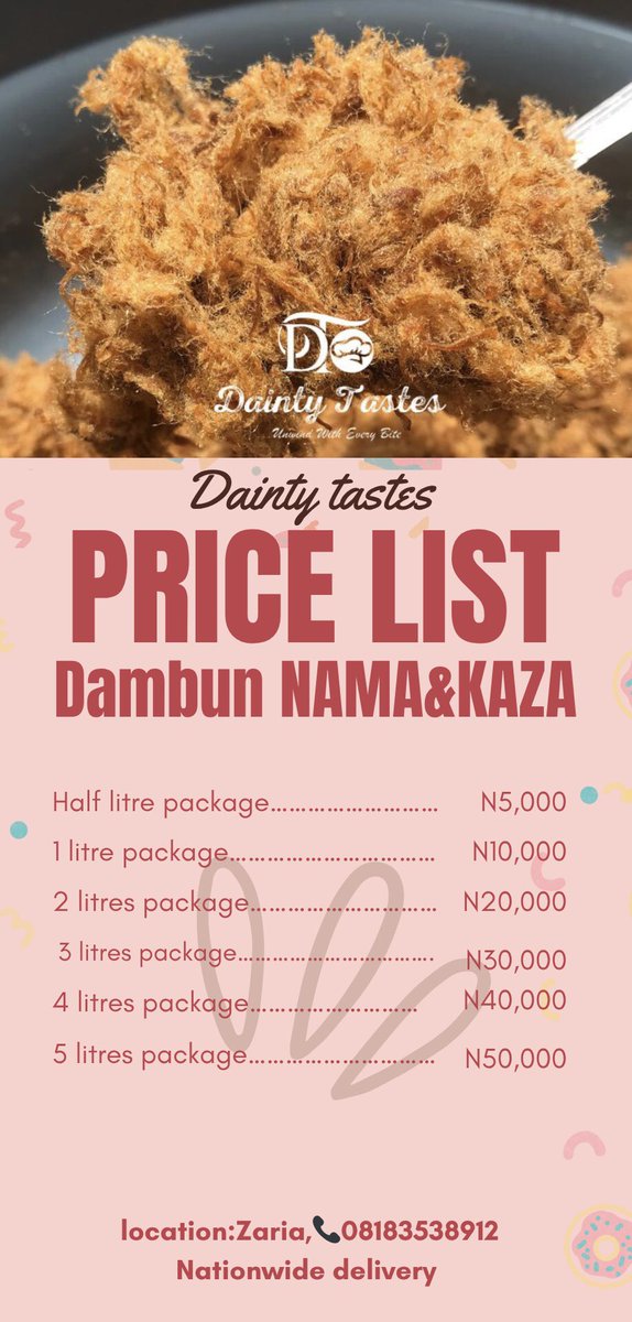 Craving something delicious?Our tasty Dambun NAMA is ready to munch on!
📍Zaria
We deliver nationwide 🚚
Kindly retweet please 🙏