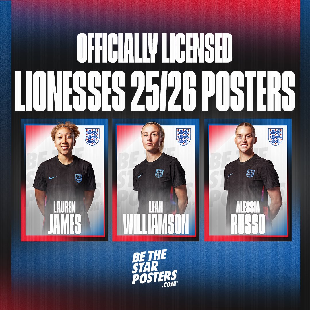 Our <a href="/Lionesses/">Lionesses</a> away kit headshot range is now live - bethestarposters.com #lionesses #euro2025 #england #WomensFootball  #football #posters