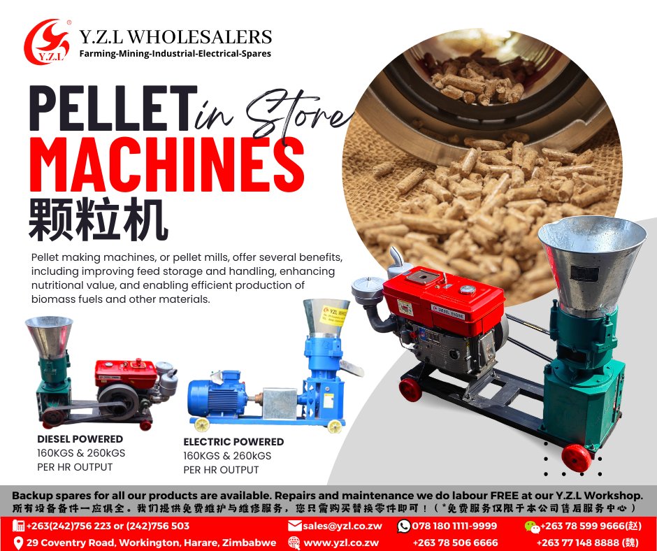 YWholesalers's tweet photo. PELLET-MAKING MACHINES AVAILABLE AT Y.Z.L WHOLESALERS‼
#YZLWholesalers #farming #industrial #pelletmachine #pelletmakingmachine #pelletsmachine #electricpelletmachine #electricpelletmakingmachine #poultryfarming #poultry #dieselpelletmachine #pellets #animalfeed https://t.co/d4O3uc7pLT