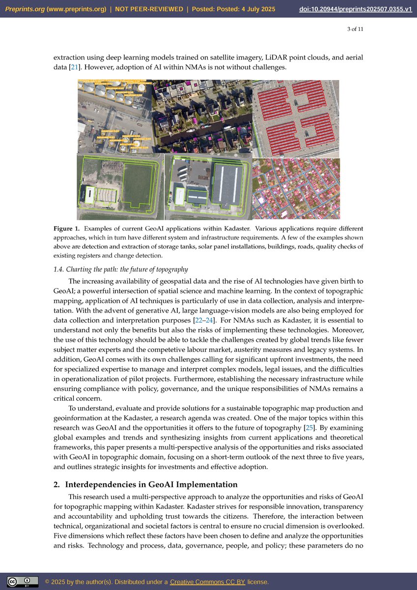 #VendrediLecture 🇬🇧 #FridayReading
#PrePrint

📃 "GeoAI in Topographic Mapping: Navigating the Future of Opportunities and Risks"

by Dr. Bala Bhavya Kausika &amp; Vincent Van Altena

preprints.org/manuscript/202…