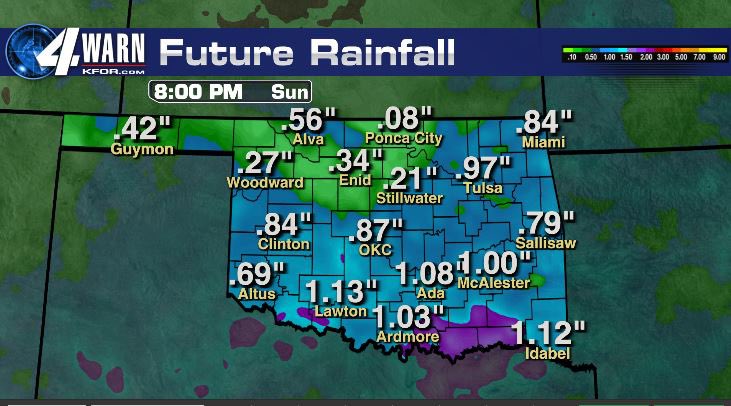 ☔️ Wet weekend ahead☔️ A few storms could be severe with damaging winds &amp; flooding as the main threats.
⚡️Isolated showers and storms today - mainly NW
⚡️Storm coverage increasing Saturday with localized flooding poss. 
⚡️Scattered storms Sunday, esp. south.
9AM Fri <a href="/kfor/">KFOR</a> #okwx