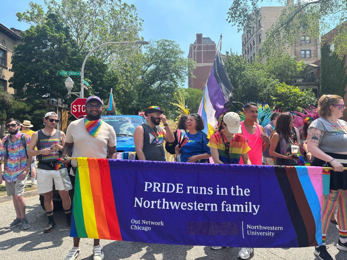 NUFeinbergMSS's tweet image. Shout out to Javin D'Souza and all the Northwestern staff and faculty who marched in the Pride Parade at the end of June! We hope everyone had a happy and safe Pride Month ❤️