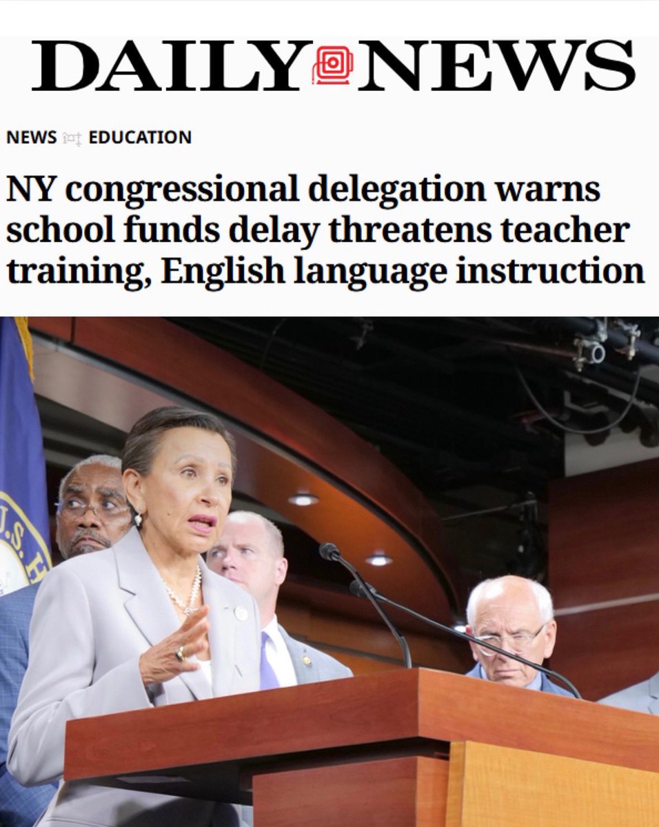 Rep. Nydia Velazquez (@nydiavelazquez) on Twitter photo The Trump admin is illegally withholding over $400M owed to NY public schools, hurting teachers and the students who need our support the most.
Â
Alongside <a href="/SenSchumer/">Chuck Schumer</a> and <a href="/SenGillibrand/">Kirsten Gillibrand</a>, I led 19 NY Democrats in demanding the immediate release of these funds. Our kids can’t The Trump admin is illegally withholding over $400M owed to NY public schools, hurting teachers and the students who need our support the most.
Â
Alongside <a href="/SenSchumer/">Chuck Schumer</a> and <a href="/SenGillibrand/">Kirsten Gillibrand</a>, I led 19 NY Democrats in demanding the immediate release of these funds. Our kids can’t