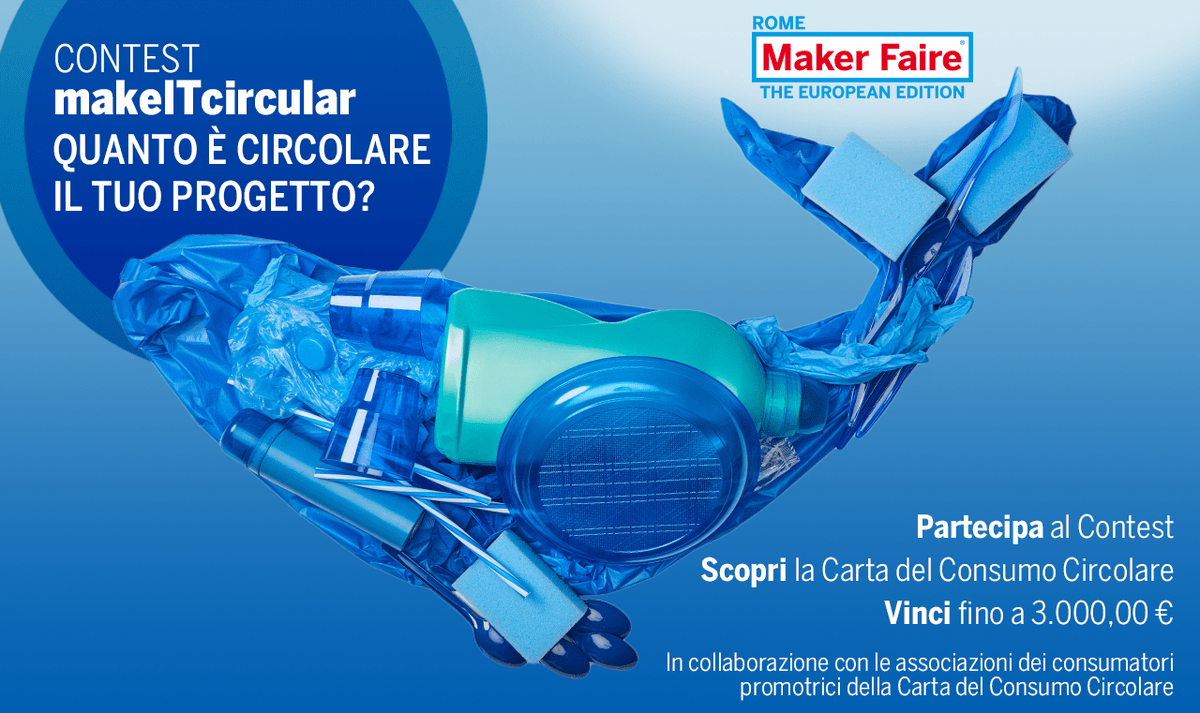 MakerFaireRome's tweet photo. Hai un progetto sostenibile e circolare? Partecipa a #MakeITcircular 2025, il contest che promuove i valori della circolarità e del riutilizzo delle risorse.
In palio fino a 3000€ di premi!
⏰Deadline: 25 settembre 2025.
Info e regolamento ⤵️ https://t.co/xSwtWNjeNu https://t.co/iixbC8MZAY