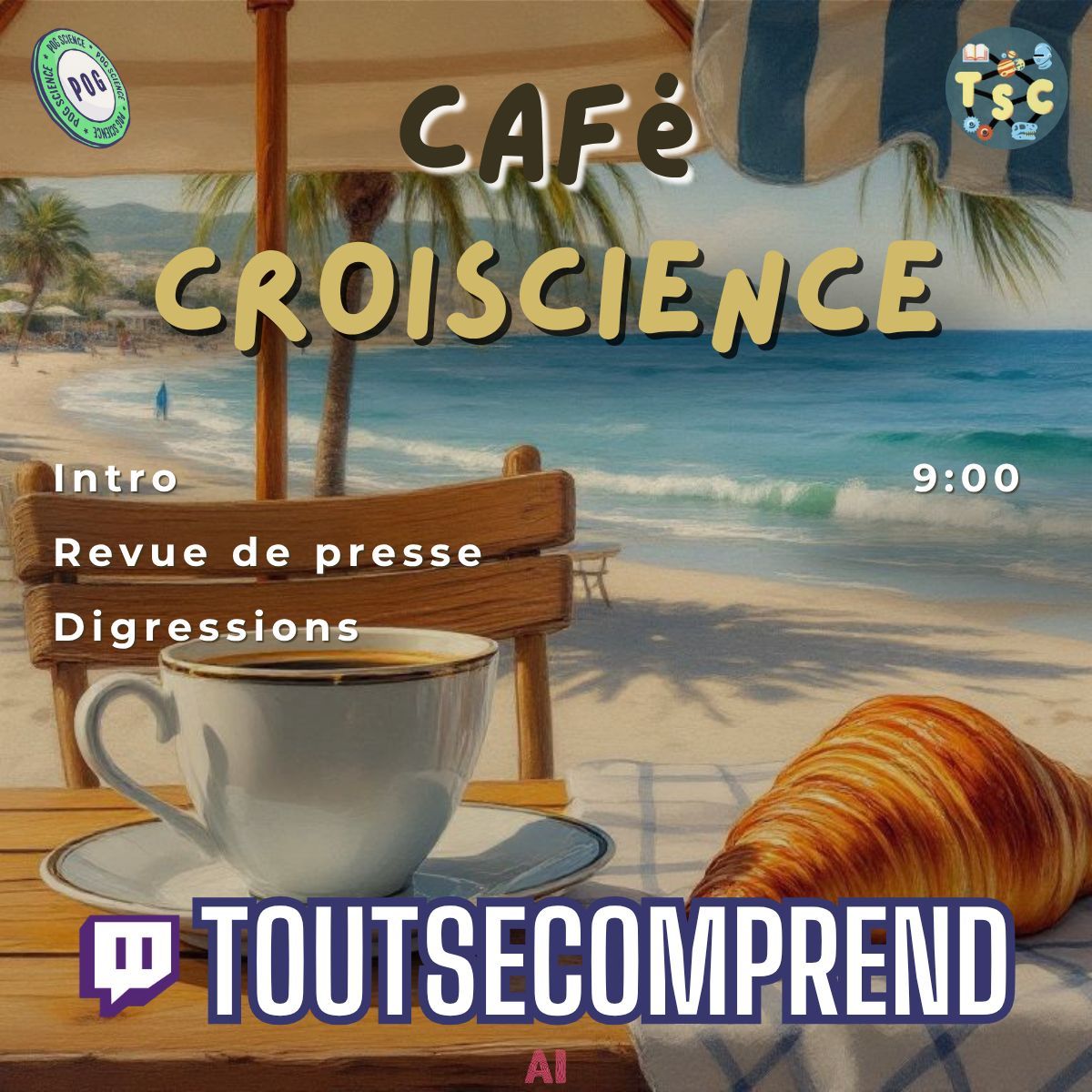PogScience's tweet image. ☕🥐 A 9h, Robin Isnard vous attend pour le #cafécroiscience sur #Twitch
🗞 Au programme, revue de presse et analyse d&apos;articles de presse scientifique.

➡️ twitch.tv/toutsecomprend

#vulgarisation / #Science s