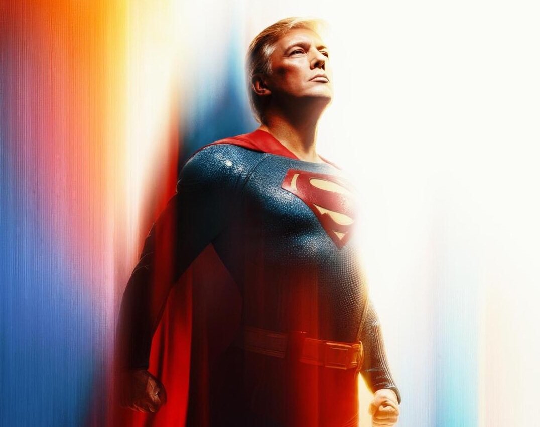 middleageriot's tweet image. Imagine thinking your leader is the ultimate alpha male but still having to use AI so he doesn't look like a pile of orange and shit sherbet.
