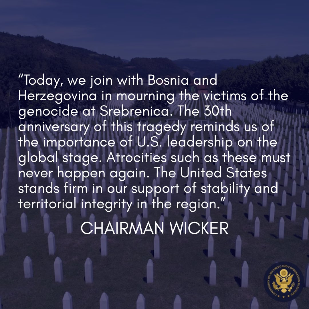 On the 30th anniversary of the Srebrenica Genocide, we join Bosnia and Herzegovina in mourning the victims of this tragedy.🧵(1/2)