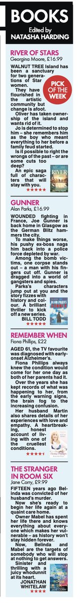 A perfectly varied book column in today's Sun. I ADORED the latest from <a href="/PublicityBooks/">Georgina Moore</a> and was so moved by Fiona Phillips memoir. Do read it if you can. Thanks as ever to <a href="/williamjtodd/">Bill Todd</a> and <a href="/JDWhitelaw13/">Jonathan Whitelaw</a> for their awesome reviews.