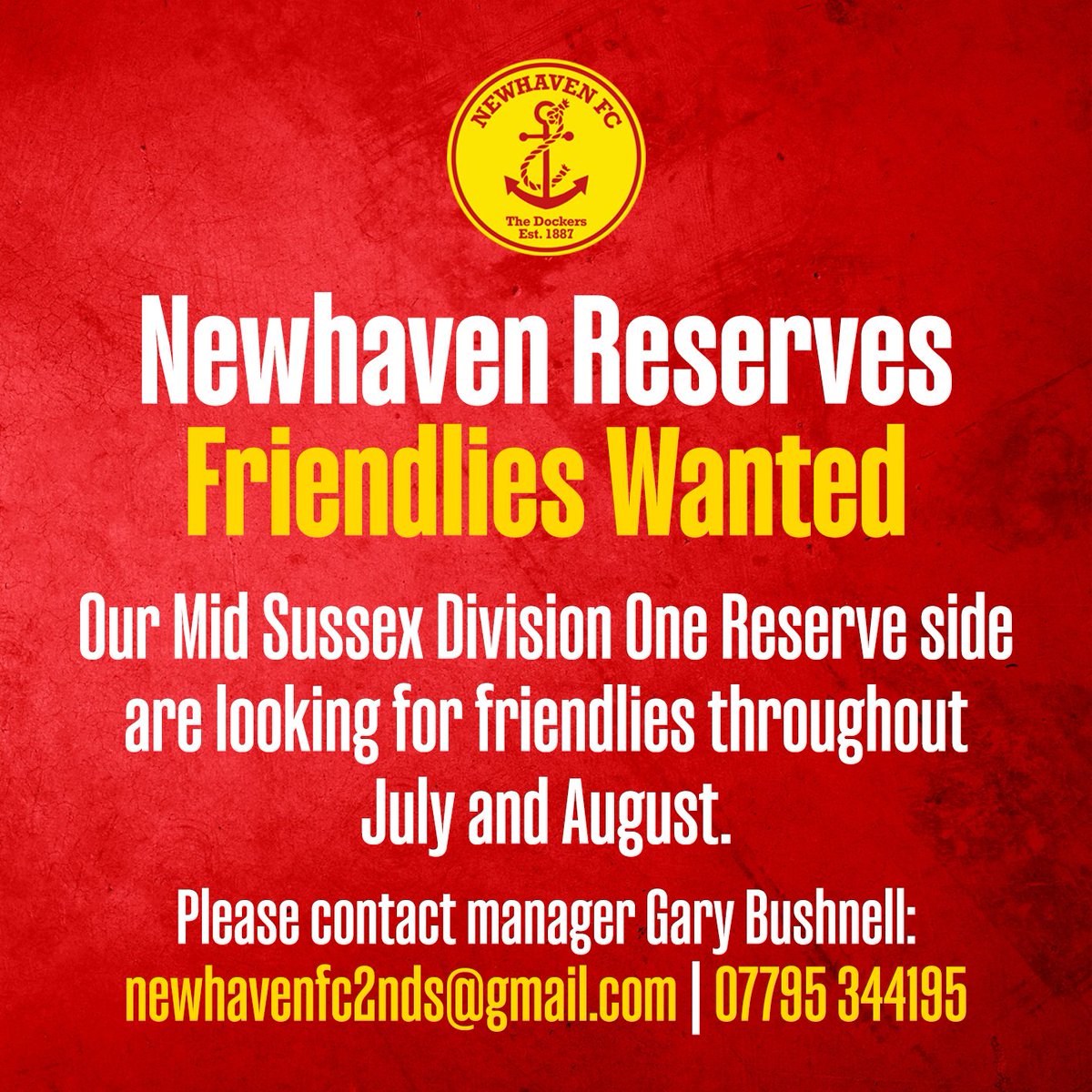 NewhavenFC's tweet image. 𝗥𝗘𝗦𝗘𝗥𝗩𝗘𝗦 | 𝗣𝗥𝗘-𝗦𝗘𝗔𝗦𝗢𝗡
Our Mid Sussex Division One Reserve side is welcoming players to join them for training - every Thursday evening at Fort Road.
We are also looking for friendlies throughout July and August. Please get in touch with manager Gary Bushnell.