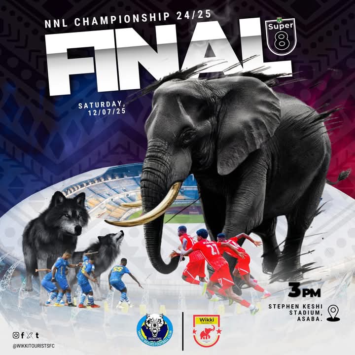 Up Next ⏭️

Wikki Tourist  🆚 Warri Wolves FC in the title deciding match of the Super 8 National League Play-Off🚀
🗓️ Saturday, July 12th
🏟️ Stephen Keshi Stadium, Asaba
🕒 3:00 PM

#NNL25 
#Super8Movie