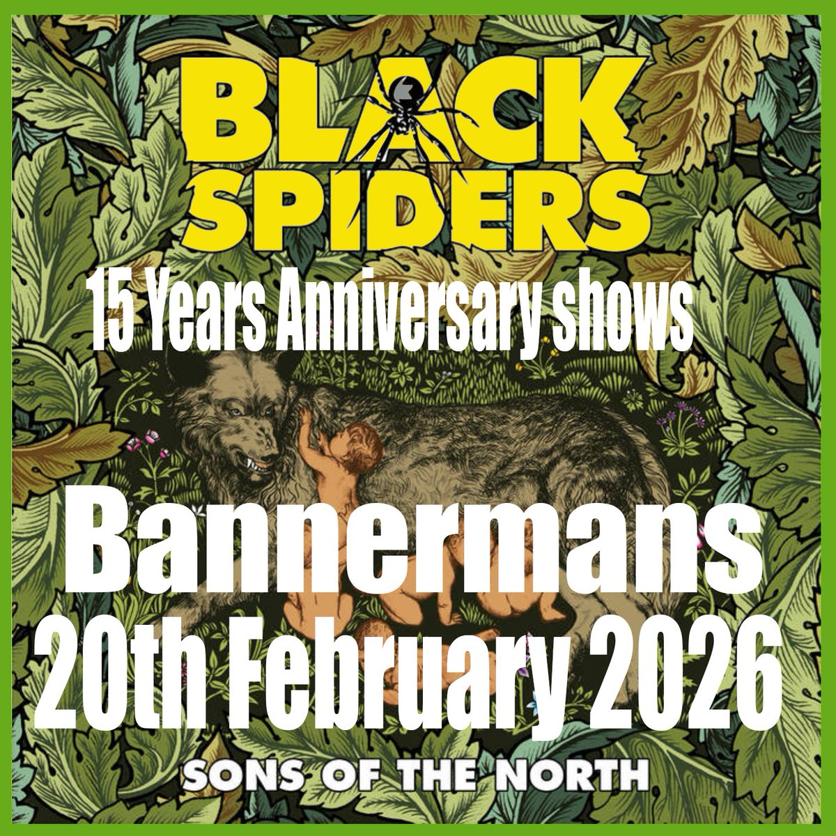 Just Announced 📢

BLACK SPIDERS 🕷️

Celebrating the debut album 15 year anniversary

Bannermans Bar , Edinburgh 📍
20th February 2026

Limited early birds on sale 

🎟️t-s.co/bl185