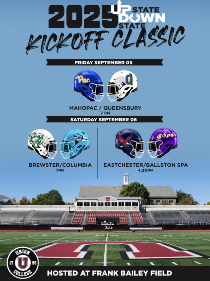 Coach DeMatteo (@mahopacfb) on Twitter photo 🚨BREAKING NEWS🚨
2nd Annual “Upstate Downstate Classic” to be hosted at NEW SITE! Games will played at historic <a href="/UnionCollegeFB/">Union College Football</a> Frank Bailey Field!! Check dates & times for YOUR teams!!!
<a href="/KDJmedia1/">Kevin Devaney Jr.</a> <a href="/hoopsmbd/">Mike Dougherty</a> <a href="/DirectRays/">Ray Gallagher 🇺🇸</a> <a href="/HSFBamerica/">High School Football America</a> 🚨BREAKING NEWS🚨
2nd Annual “Upstate Downstate Classic” to be hosted at NEW SITE! Games will played at historic <a href="/UnionCollegeFB/">Union College Football</a> Frank Bailey Field!! Check dates & times for YOUR teams!!!
<a href="/KDJmedia1/">Kevin Devaney Jr.</a> <a href="/hoopsmbd/">Mike Dougherty</a> <a href="/DirectRays/">Ray Gallagher 🇺🇸</a> <a href="/HSFBamerica/">High School Football America</a>