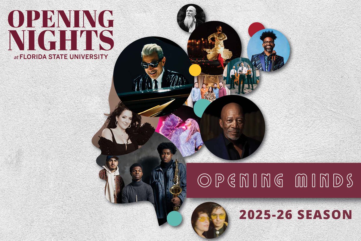 Opening Nights at Florida State University has announced its 2025-2026 season! 🌟   

Themed “Opening Minds,” the exciting lineup features an incredible range of artists and performers! 🎙️

“This season is about more than great performances — it’s an invitation to see the world