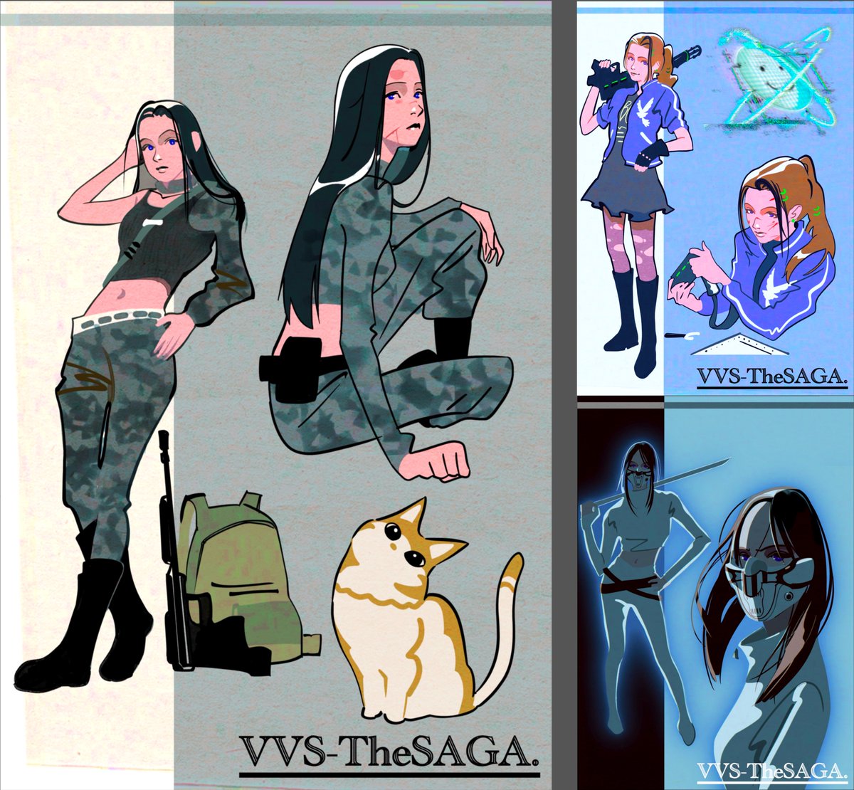 걸그룹 vvs의 [the 5 C's' origins : part2] 애니메이션 작업을 위한 캐릭터시트입니다. 

저는 브리트니님의 애니메이션을 작업하였지만 담당 멤버외에도 각자만의 그림체로 vvs 전원을 그려보는 작업이었습니다.
가지고 계신 매력들이 캐릭터와 잘 어우러져서 그걸 애니화하는 작업이 즐거웠습니다.