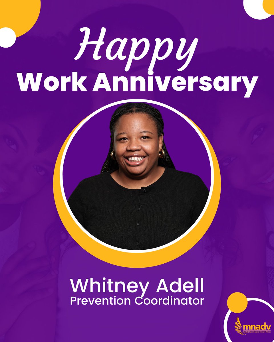 🎉 Happy Work Anniversary, Whitney Adell! 🎉

Please join us in celebrating Whitney Adell, our amazing Prevention Coordinator, on her work anniversary with MNADV! 💜

Whitney brings passion, dedication, and a deep commitment to prevention and community engagement in the movement