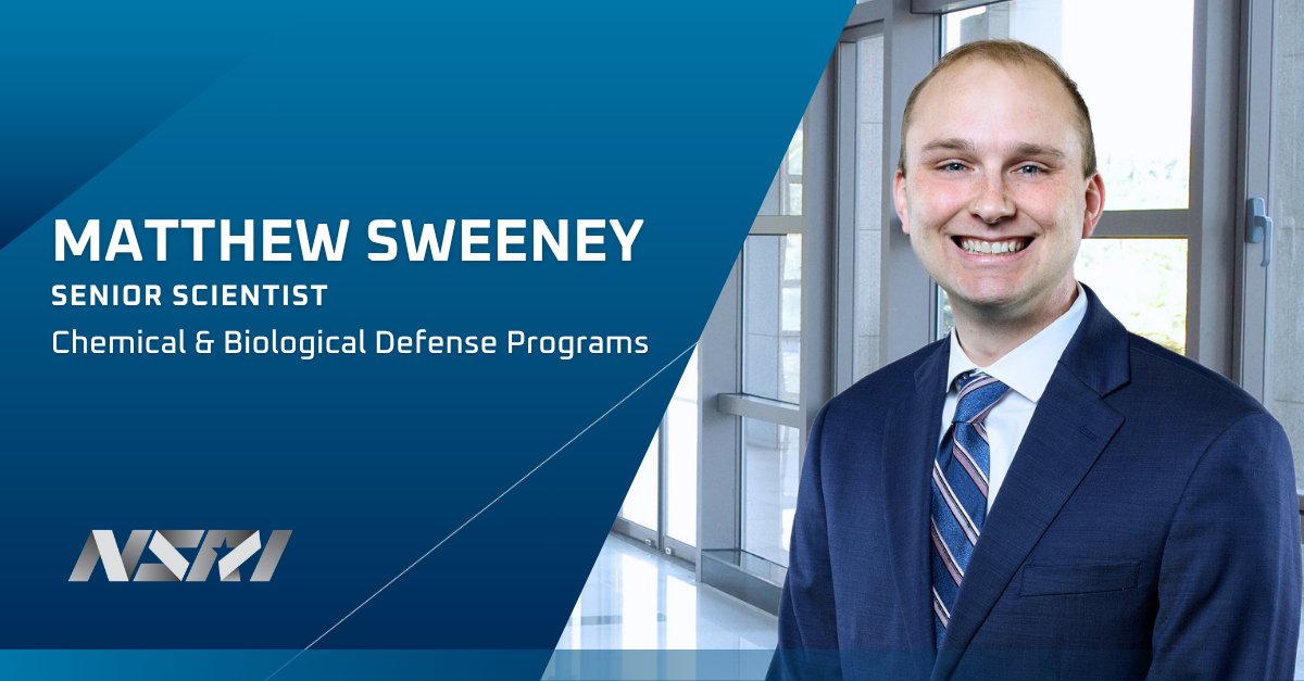 NSRI_NU's tweet image. Meet Matthew Sweeney, senior scientist for chemical and biological defense programs at the National Strategic Research Institute at the University of Nebraska, the DOD-designated University Affiliated Research Center sponsored by U.S. Strategic Command. 🤝 nsri.nebraska.edu/experienced-ex……
