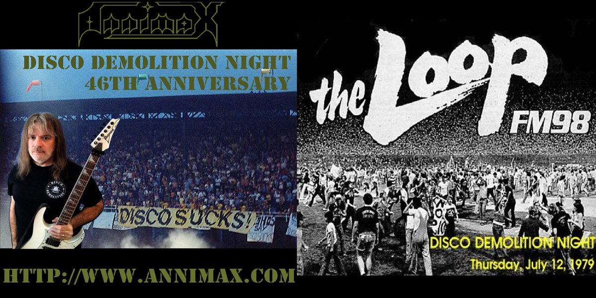 💥46TH ANNIVERSARY #DiscoDemolitionNight!! 💥

💿📥🔗 song.link/Annimax_Demoli… 👈🔥

Check out #Annimax "Demolition Night", a true-story #HeavyMetal history lesson based on the Chicago White Sox #DiscoDemolition promotion on July 12th, 1979!

#DiscoSucks #HardRock #FlashbackFriday