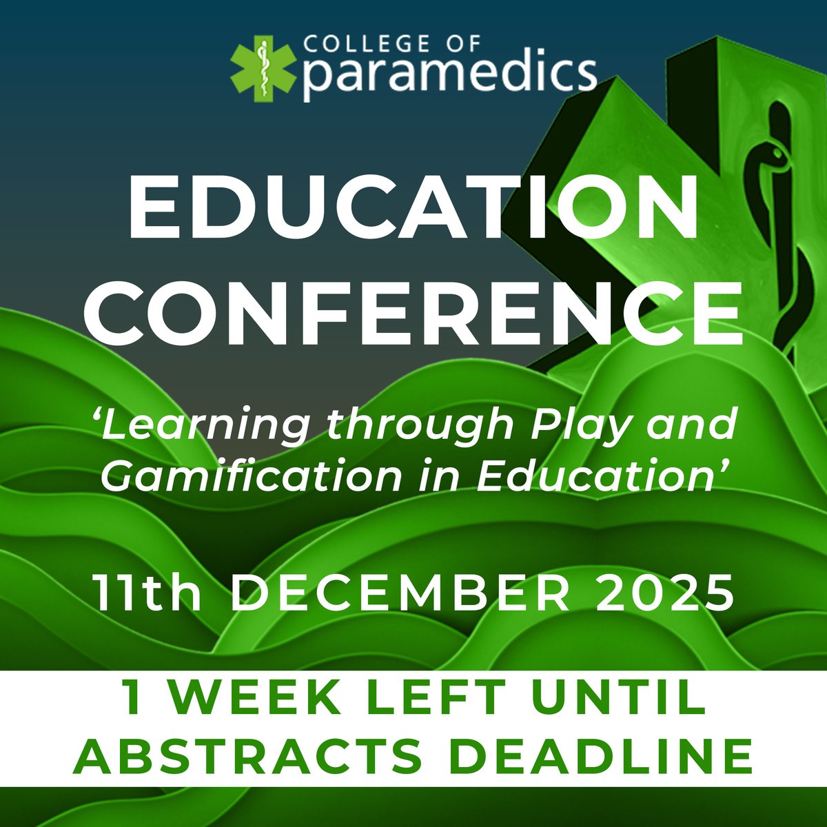 ParamedicsUK's tweet image. 🚨 Only 1 week left to submit your abstract for the College of Paramedics Education Conference 2025!
📅 Don’t miss your chance to be part of shaping the future of paramedic education. Submit your abstract today ➡️ app.oxfordabstracts.com/stages/78712/s…