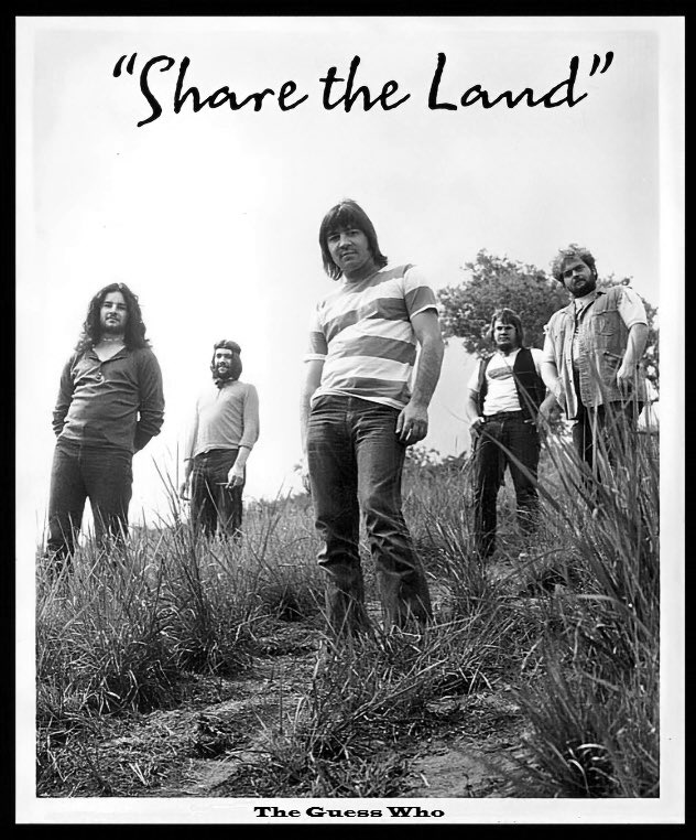 theguesswho's tweet image. The first post Bachman album with Kurt Winter and Greg Leskiw. 'Share the Land' brought you "Bus Rider", "Hand Me Down World", "Hang On To Your Life", "Do You Miss Me Darlin', and the title song "Share the Land".