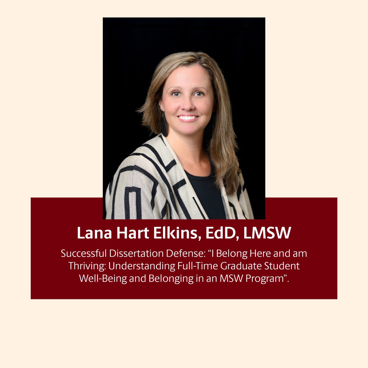 uofsccosw's tweet image. Congratulations to faculty member Lana Hart Elkins - a successful dissertation defense and new title of "Dr."! 🥳 #socialwork