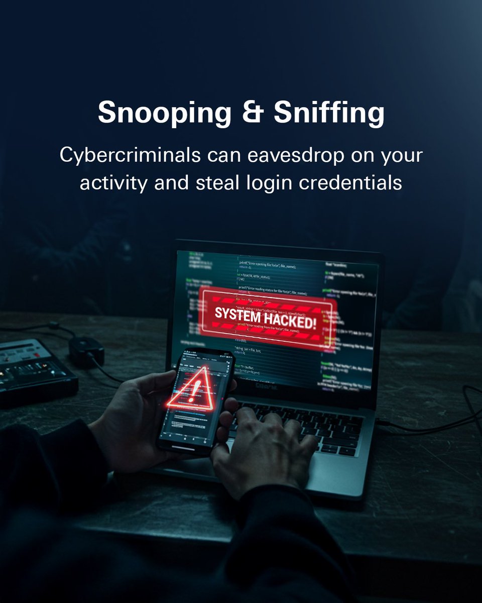 cscgovae's tweet image. Swipe through to discover the real risks of public Wi-Fi, and why a trusted VPN is your best travel companion.
#CyberSecurityCouncil #CyberPulse #StayAlert #StayInformed #StayProtected