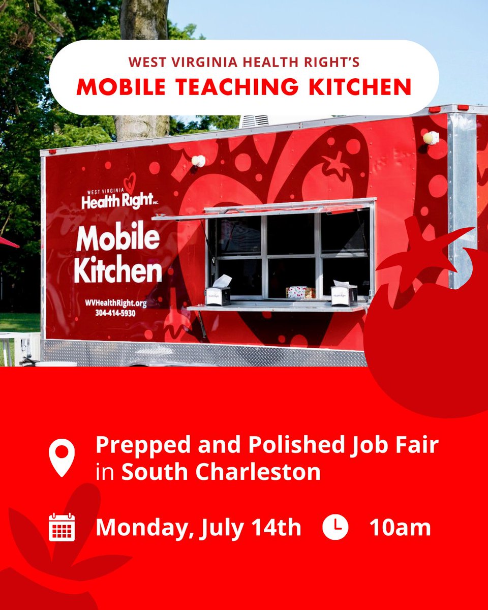 On Monday, July 14th, our Mobile Teaching Kitchen makes a pit stop at the Prepped and Polished Job Fair in South Charleston! Come on out for a day of community, networking, and education. 

Learn more details here: bit.ly/3ZQPiRb