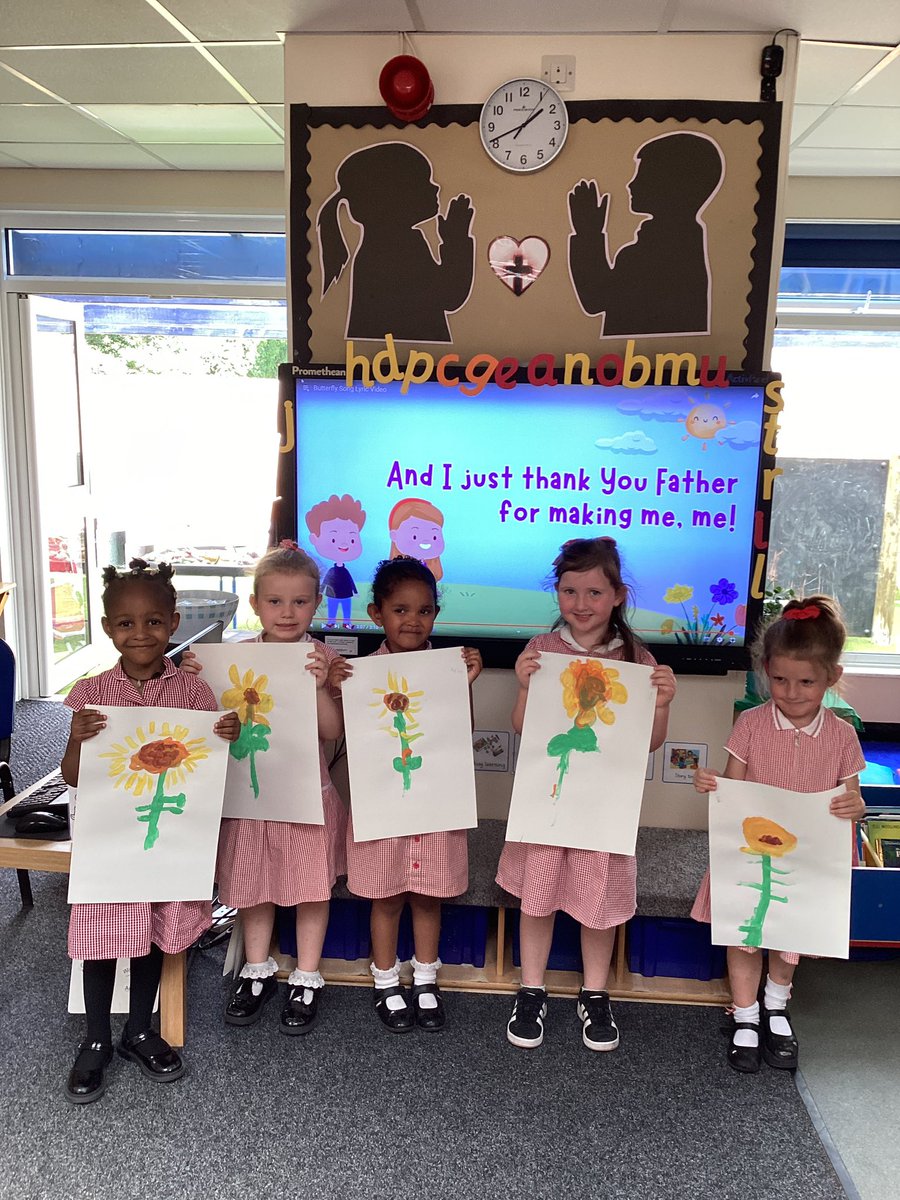 StGerardsBham's tweet image. In our Celebration of the Word, Nursery thanked God for his wonderful gifts. We showed our wonderful sunflower pictures as part of our service as we listened to the Creation story. #StGerPL