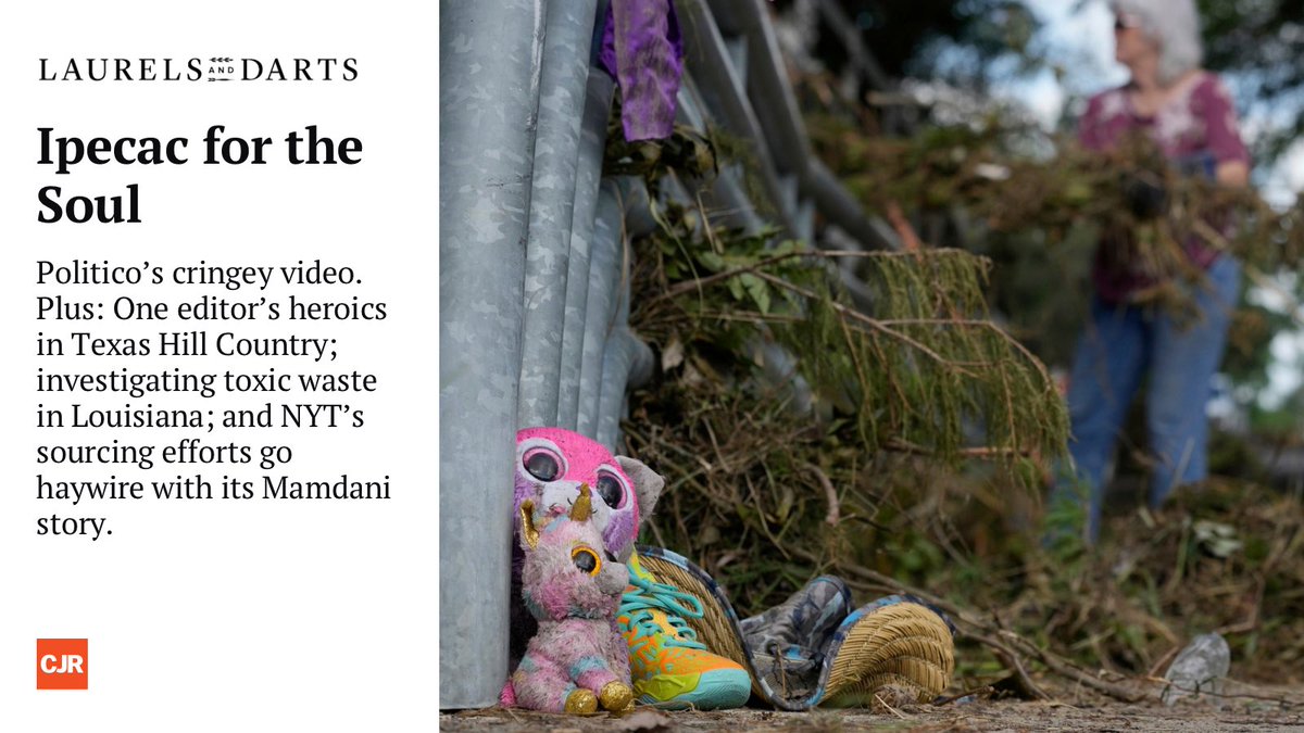 CJR's tweet image. Last weekend, Louis Amestoy of the Kerr County Lead pushed out 20 bylined stories. Read the new Laurels and Darts by @BGrueskin. cjr.org/laurels-and-da…
