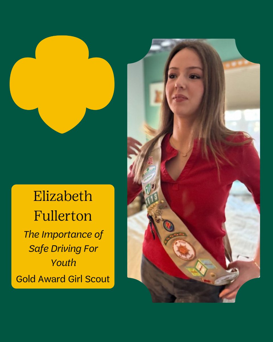 Shoutout to Elizabeth! 💛 Her Gold Award project focused on raising awareness and improving safe driving for youth with a goal of helping teen drivers drive legally with a driver's license, sober, and to follow the rules of the road.
#girlscouts #goldaward #girlscoutsgiveback