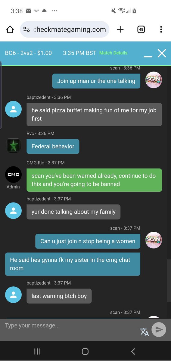 cmg Rio threatening too ban me for calling someones girlfriend ugly 🤣🤣🤣🤣