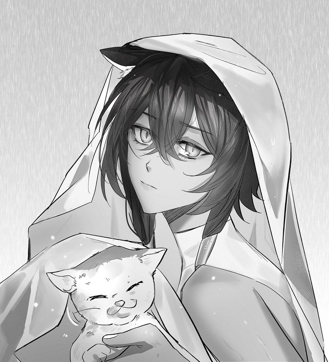 สวนสาธารณะ | โกงเวลา , 19.30 น.

ท้องฟ้ายามค่ำปกคลุมไปด้วยเมฆครึ้ม สายฝนเทลงมา หากเป็นผู้คนทั่วไปคงรีบร้อนหาที่หลบฝน

แต่ใต้ต้นไม้ใหญ่ ยังมีร่างหนึ่งใต้ผ้าคลุมนั่งอยู่ตรงนั้น ขดตัวโอบอุ้มราวกับปกป้องบางสิ่งไว้

ผืนผ้าคลุมเลิกออกเล็กน้อย
ในตอนนั้นเองที่เขาสบตากับ [คุณ] เข้า

"?"