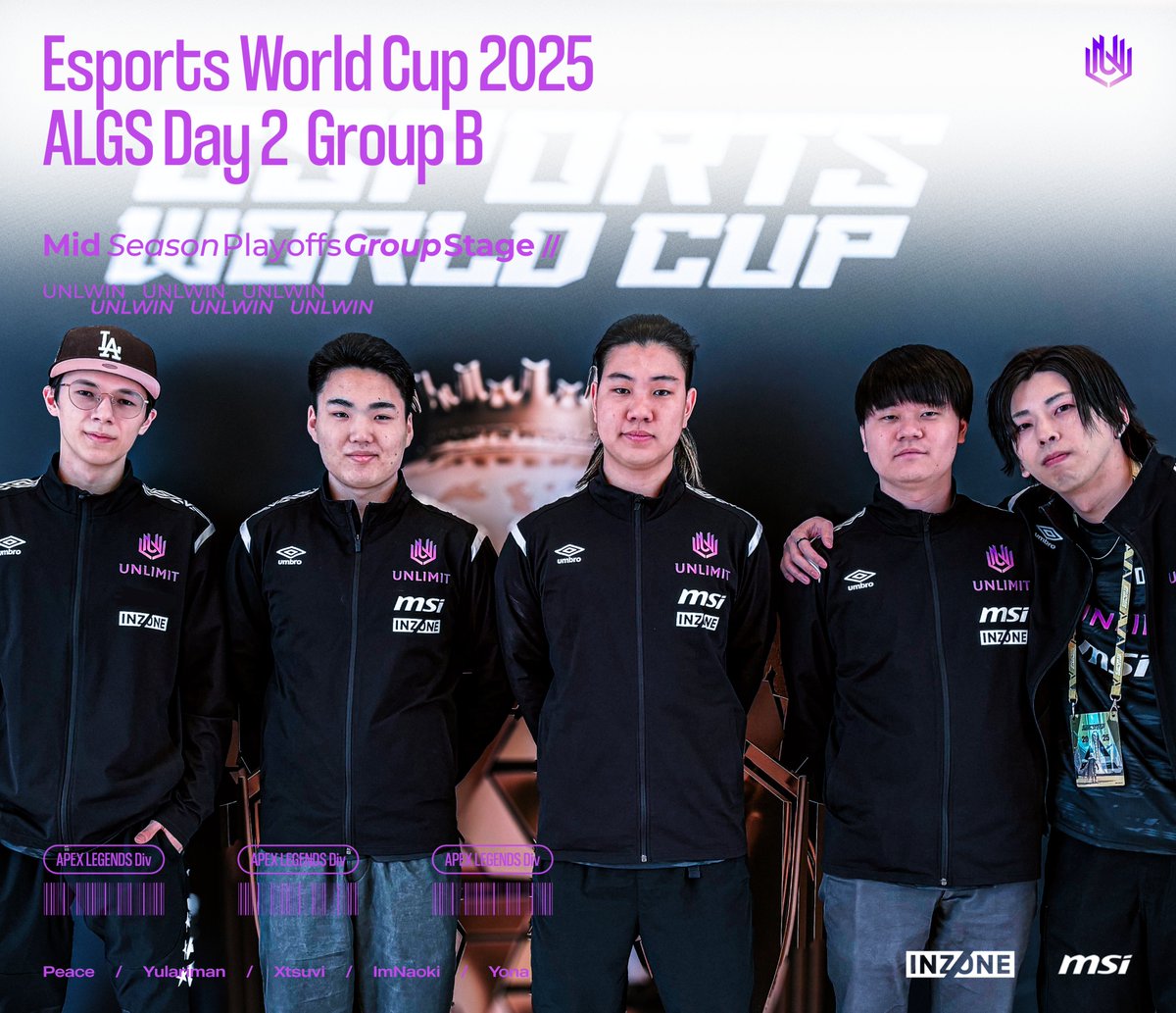 UNLIMIT_UNL's tweet image. 【💥Apex Legends Div. #EWC 2025💥】
■ ROSTER
・ゆらりまん / @yulariman
・Xtsuvi / @Xtsuvi
・ImNaoki / @NaoChaxN
・Peace / @Peace17_yt (Emergency Sub)
・Yona / @yonabunnyhop (Coach)
ついに灼熱の世界の舞台へ。
全員で全力で戦おう。
24時から #UNLWIN で応援よろしくお願いします👀