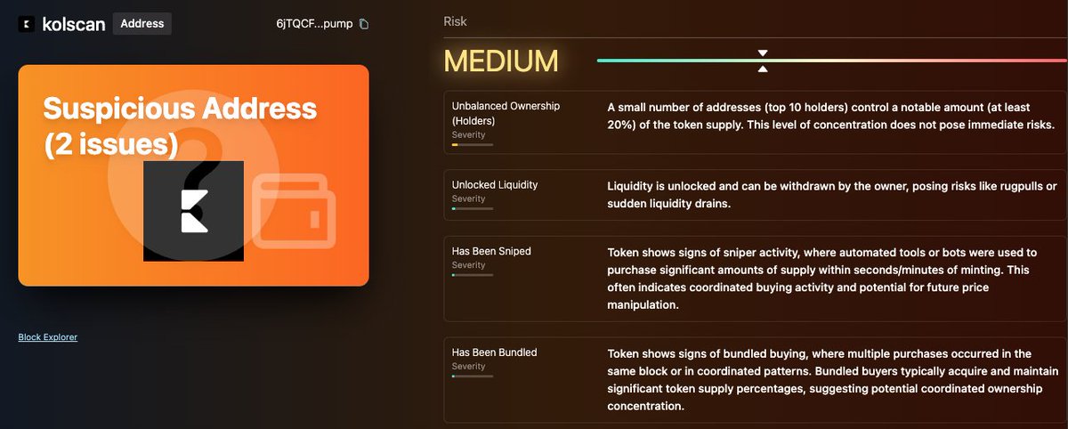 mywebacy's tweet image. Welcome to Fridays top Token Breakdown🚨
Looking at the last week of tokens on @dexscreener
$kolscan - 🟠 unbalanced ownership, could dump after this pump
$ALT - 🟢
$MrBeast - 🟠 most bundlers already dumped
$LZR - 🟠 most bundlers already dumped & minter risk