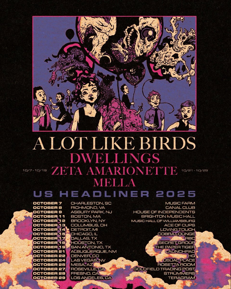 Very excited to be joining our friends in <a href="/alotlikebirds/">A Lot Like Birds</a> <a href="/dwellingsband/">Dwellings</a> and Mella on the road this fall. Our first tour back with <a href="/thatblacksinger/">QEW</a> on Vox. We will be on 10/21-10/29. Tickets on sale now.