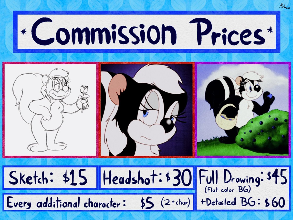 BrandonSDraws's tweet image. Finally settled on a sheet, so I am opening commissions again! Please DM if interested.