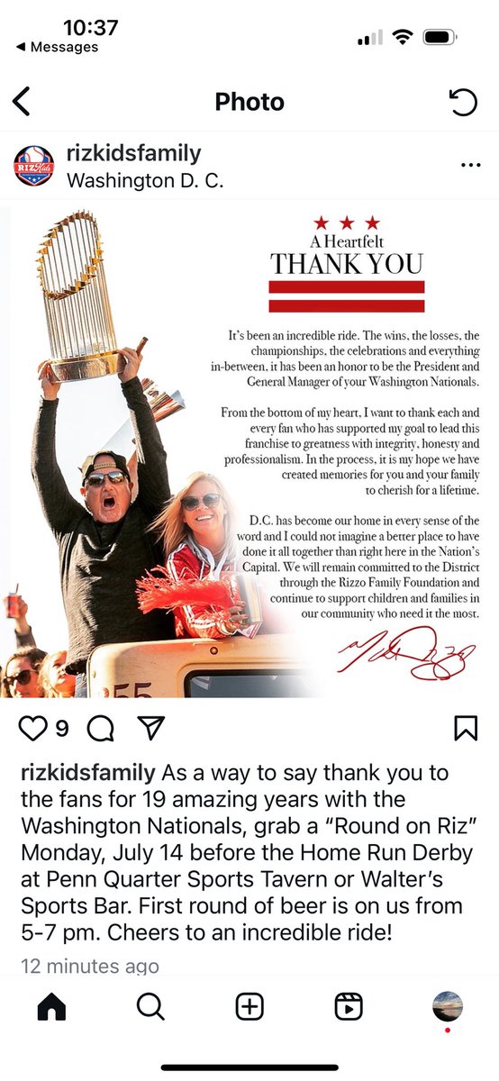 barrysvrluga's tweet image. Check this out: Mike Rizzo is picking up beers for Nats fans at a couple of D.C. bars for a couple hours on Monday night before the Home Run Derby. A way to say thanks.