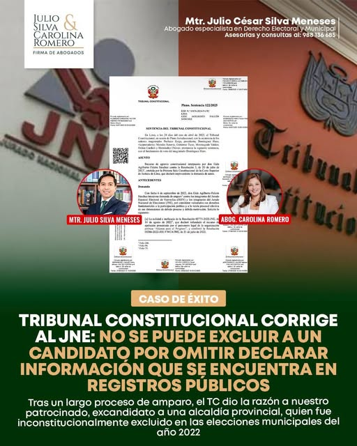Pedro_vrae's tweet photo. #TC corrige al #JNE:
No se puede #excluir a un candidato por omitir declarar información que se encuentre en los #RegistrosPúblicos.
Ojo, bajo ese errado criterio del JNE, varios #candidatos, a nivel nacional, fueron #excluidos, afectando su derecho de participación política https://t.co/x7Mmj5x6WO