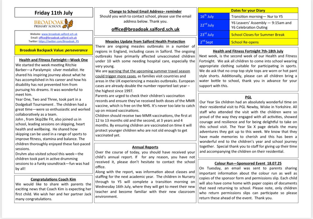 Please see this week’s newsletter below. Have a lovely weekend in the sunshine. Mrs.Wild.☀️