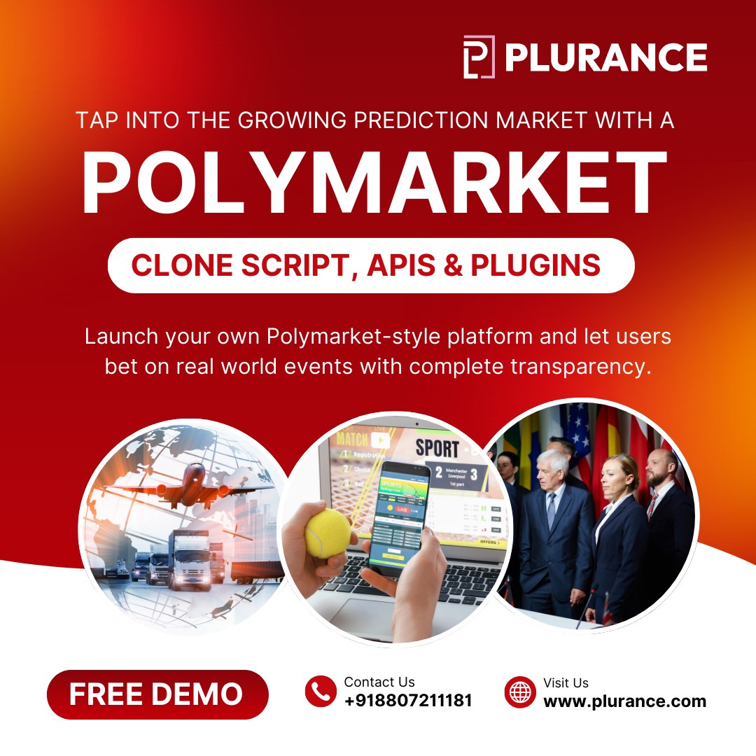 plurancetech's tweet image. Launch your own Polymarket-style platform and let users bet on #realworldevents with complete transparency.

🚀 With #Plurance&apos;s #PolymarketCloneScript, You Get:

🌍 Expand globally &amp;amp; tap into the billion-dollar prediction industry!

Website - plurance.com/polymarket-clo…

#USA #Uk
