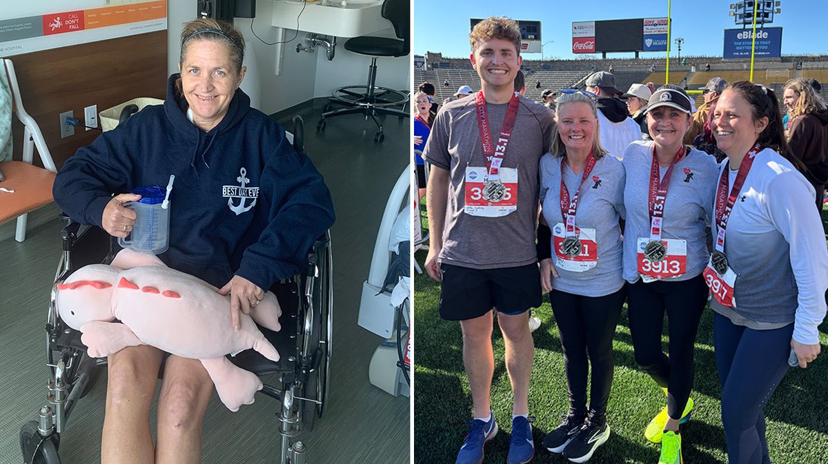 CleClinicNews's tweet image. One year ago, Nancy had a heart attack in the middle of running a half marathon.
After taking part in a cardiac rehab program, Nancy has been able to run again.
This year she completed the same half marathon.
It was her comeback race!👏🏅
Nancy's story: cle.clinic/4jwNzID