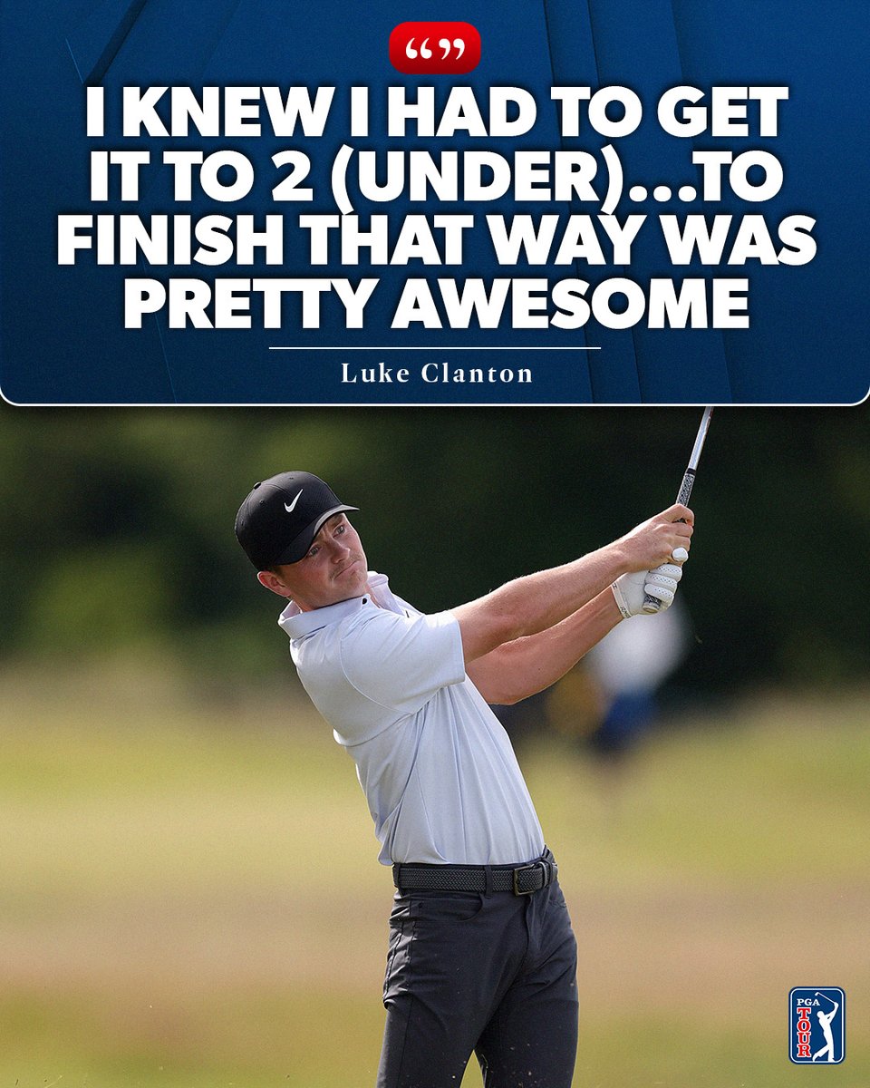 PGATOURU's tweet image. Luke Clanton stood on the 10th tee 2-over for the tournament.
After four birdies on his closing 9, he's moved inside the projected cut line and has a chance to play the weekend @ScottishOpen.