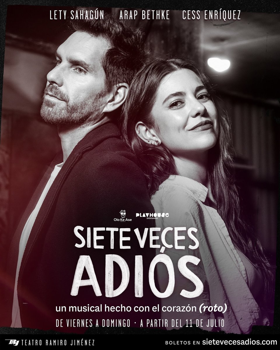 Cultura Pop (@rculturapop) on Twitter photo Arap Bethke (<a href="/arapmx/">Arap Bethke</a>) se suma al elenco de "Siete Veces Adiós", interpretando el papel de “Él” a partir del próximo 11 de julio en el Nuevo Teatro Ramiro Jiménez.
Compartirá el escenario con Lety Sahagún, quien da vida a “Ella”, dando así un nuevo matiz a esta historia de amor. Arap Bethke (<a href="/arapmx/">Arap Bethke</a>) se suma al elenco de "Siete Veces Adiós", interpretando el papel de “Él” a partir del próximo 11 de julio en el Nuevo Teatro Ramiro Jiménez.
Compartirá el escenario con Lety Sahagún, quien da vida a “Ella”, dando así un nuevo matiz a esta historia de amor.