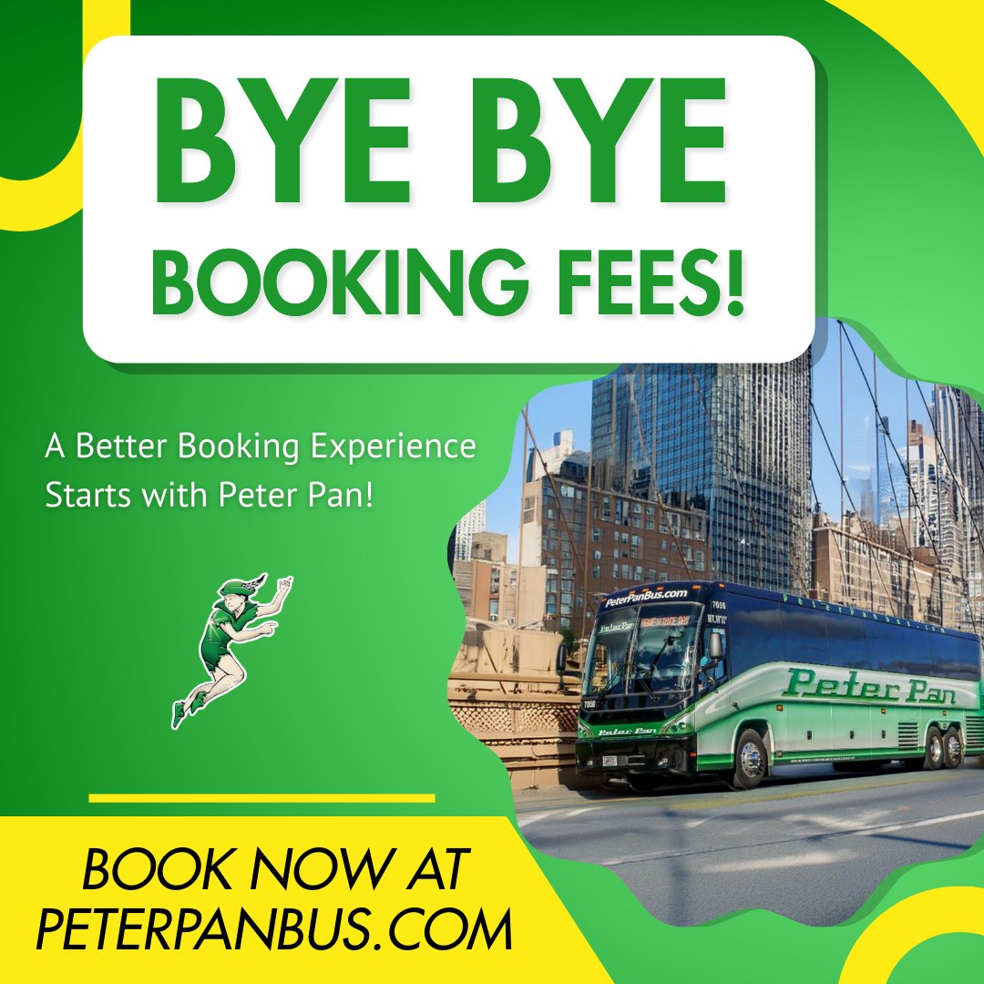 Paying fees to book a bus ticket? 🚫
Stop right there.

Book direct with Peter Pan and skip the nonsense:
💸 No booking fees
🚌 Mobile boarding
🎯 100+ destinations

Lowest fares. More perks.
Your trip = your terms.
👉 peterpanbus.me/4658w9N

#PeterPanBus #TravelDeals #BusTravel