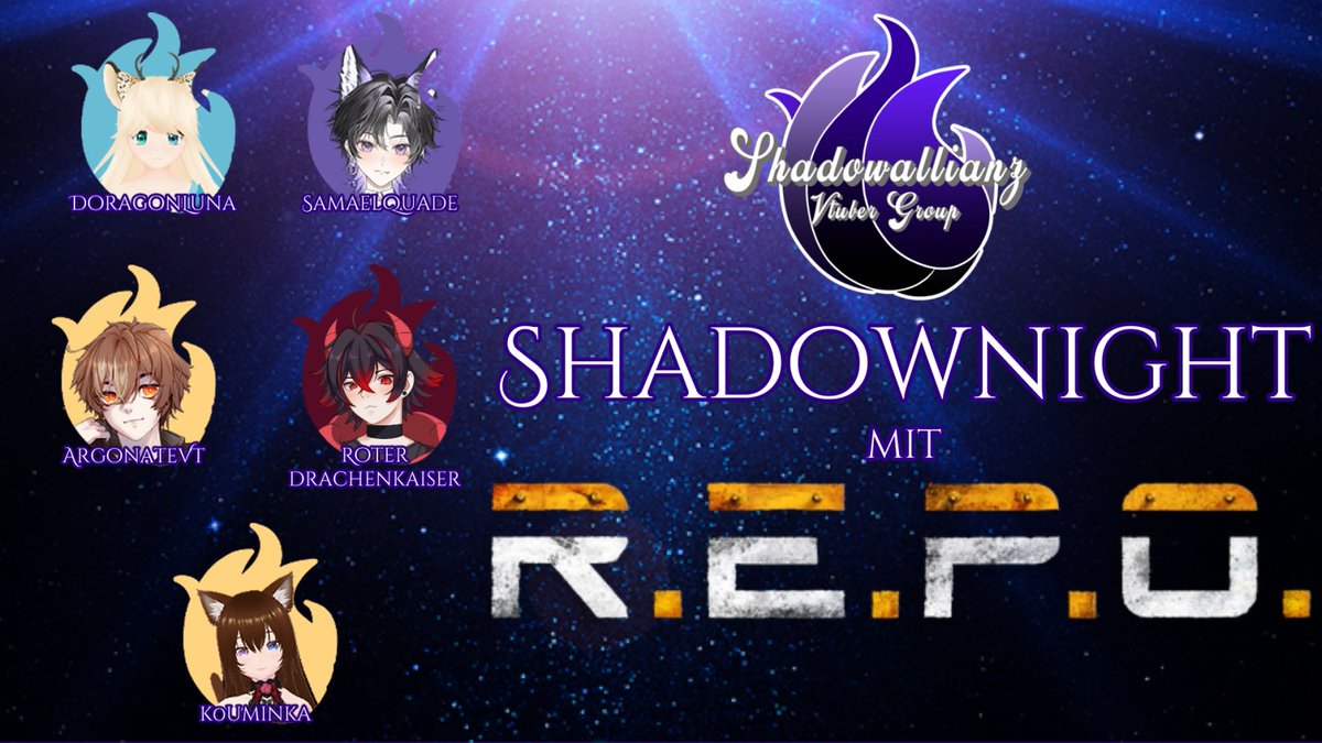 Heute Abend 18 Uhr Shadownight mit unseren lieben Streamern!
Schaut gern bei allen vorbei und natürlich auch auf unserem Twitch(ttv/shadowallianz)! ;D

#vtuber #vtubergroup #shadowallianz