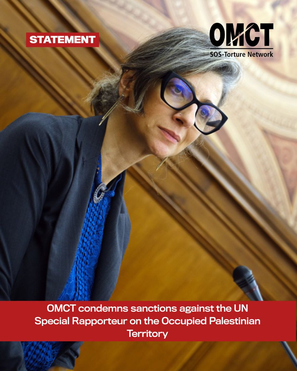 omctorg's tweet image. ✊The sanctioning of the UN Special Rapporteur, an independent mandate created by the UN to report on crimes committed in the Occupied Palestinian Territories, is inacceptable.
📢 The OMCT calls on states in Europe and other state parties to the ICC to protect international…