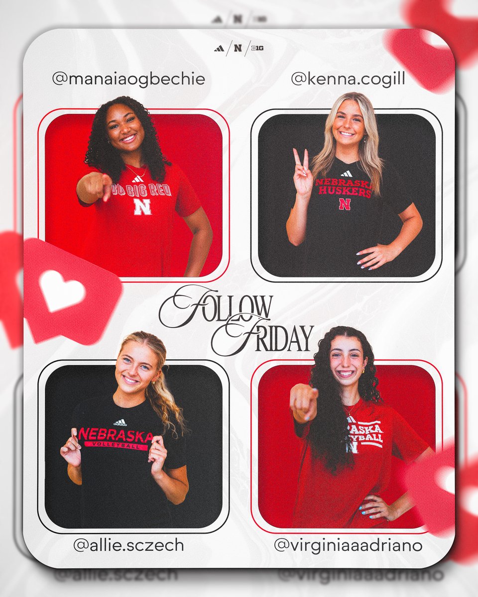 HuskerVB's tweet image. Rise and follow! 📲
Show some love to our summer newcomers this #FollowFriday on Instagram! ♥️