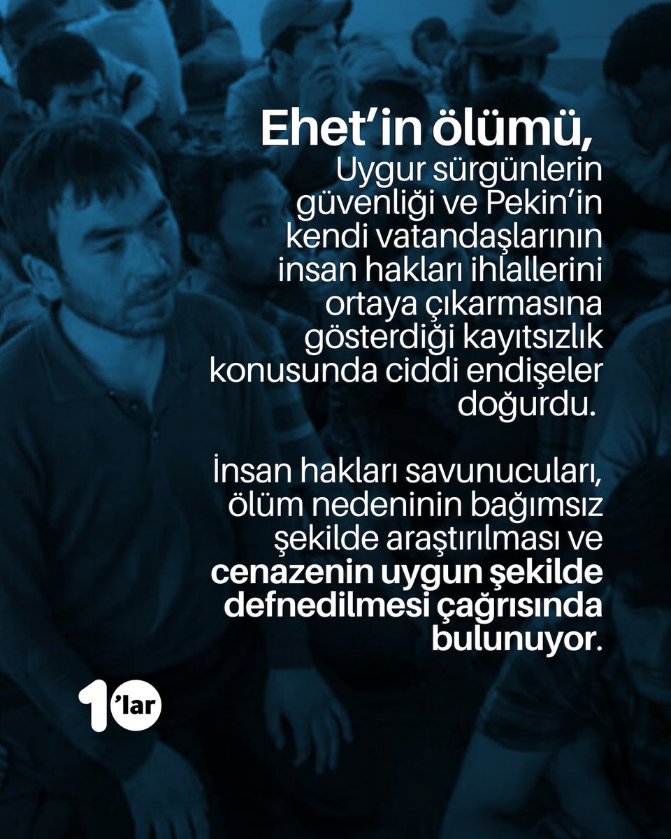 ◾️Toplama kampı tanığı Uygur Ehmetcan Ehet, Saraybosna’daki bir hastanede “gizemli” şekilde hayatını kaybetti.

👉🏻Ehet, Çin’in Doğu Türkistan’da (Xinjiang) kurduğu gözaltı kamplarında 2016-2021 yılları arasında öğretmen ve gözetmen olarak çalışmıştı.

👉🏻Daha sonra 2023’te