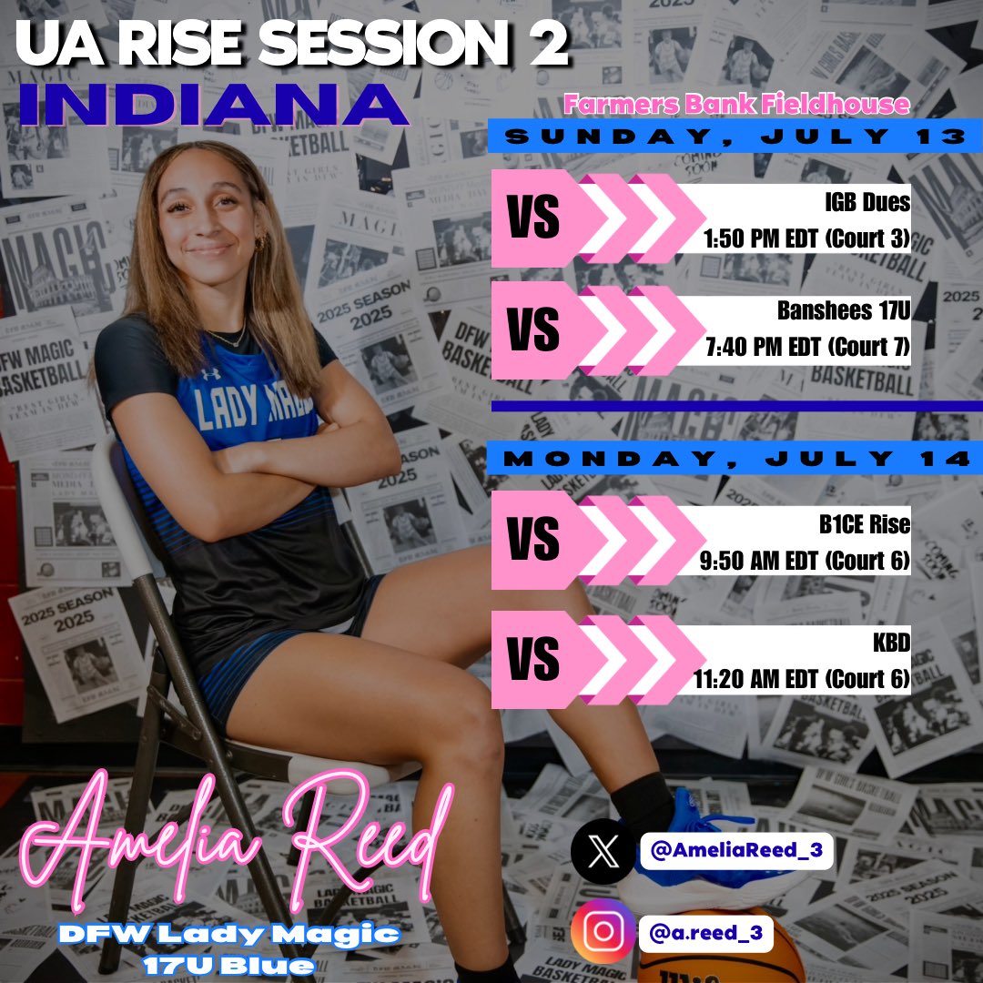 Amelia Reed (@ameliareed_3) on Twitter photo UA Rise Session 2 in Indiana!! Ready to compete! <a href="/dfwmagic/">DFW Magic Basketball</a> <a href="/UARiseGirls/">UA Rise Girls I Basketball</a> UA Rise Session 2 in Indiana!! Ready to compete! <a href="/dfwmagic/">DFW Magic Basketball</a> <a href="/UARiseGirls/">UA Rise Girls I Basketball</a>
