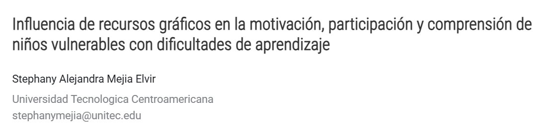 Felicitamos a nuestros estudiantes investigadores de <a href="/Ceutec_hn/">Ceutec Honduras</a> San Pedro Sula por su reciente publicación.
¡Nos sentimos muy orgullosos de nuestros #jaguaresinvestigadores!

Impacto de la implementación de material educativo sensorial en el aprendizaje y participación de niños
